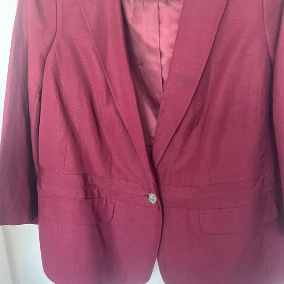 Talbots blazer burgundy linen blend womens sz 12W - Picture 9 of 11